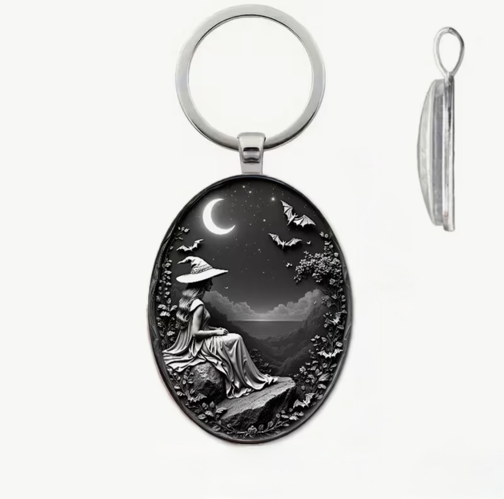 3/$25 Moonlit Witch Witchy Fantasy Mystical Gothic Keychain NEW